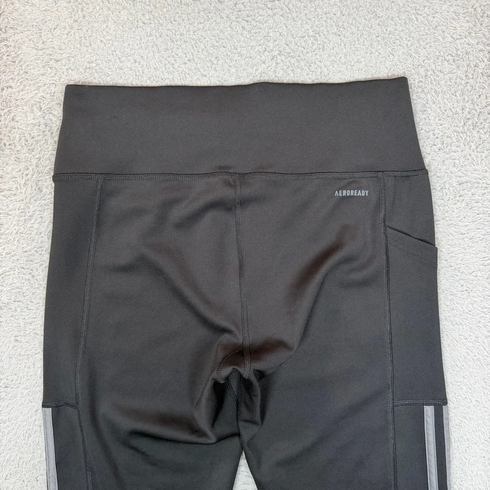 Adidas Primegreen Aeroready Black High Rise Leggings Side Pocket Womens Large